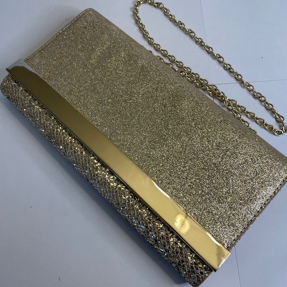 EUC ALDO Gold Sparkle Clutch Shoulder Bag